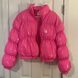 Steve Madden Shiny Pink Puffer Jacket